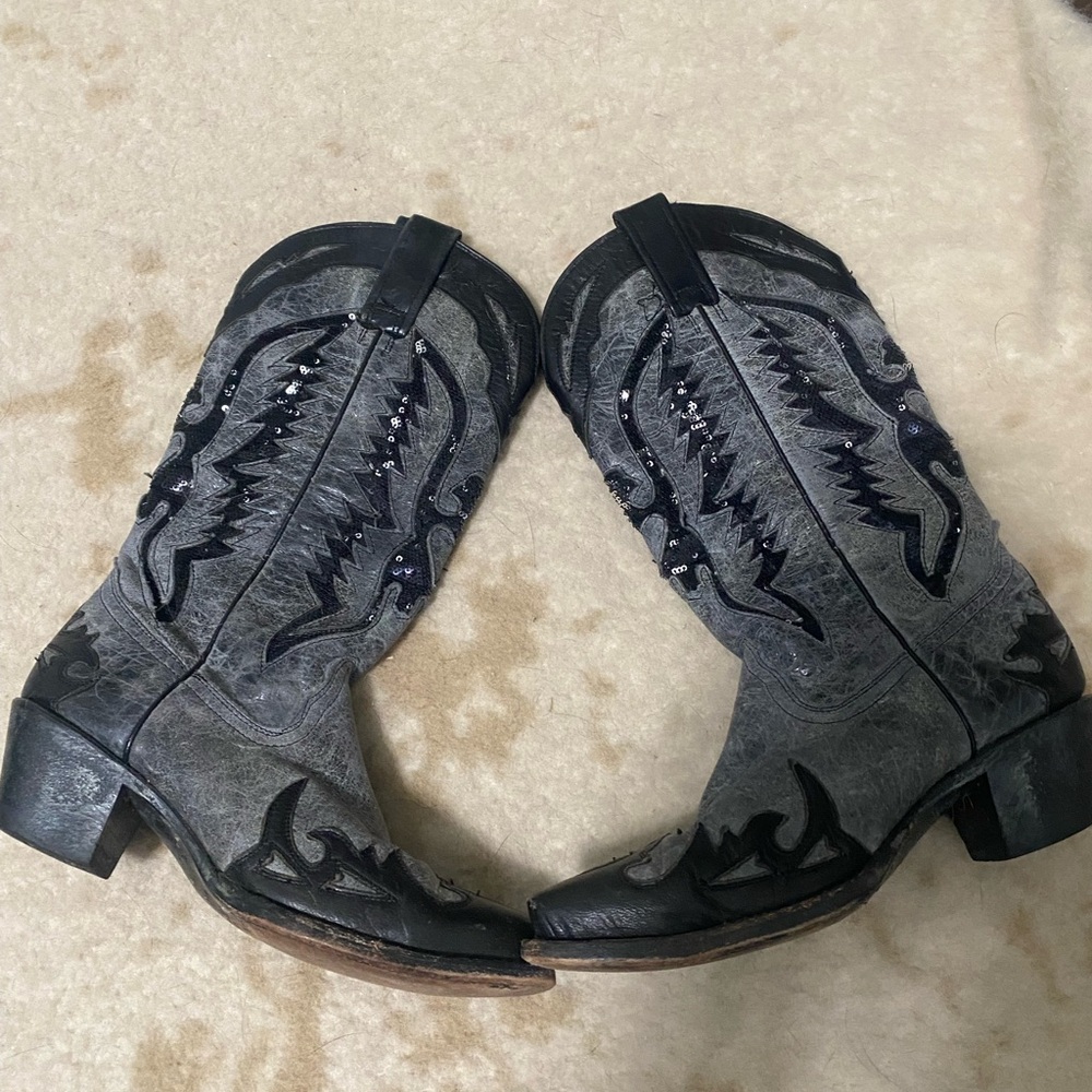 Stylish Black and Gray Western Boots